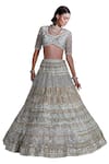 Ruchika Hurria_Blue Net Embroidered Sequin Round Bridal Lehenga Set _Online_at_Aza_Fashions