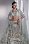 Buy_Ruchika Hurria_Blue Net Embroidered Sequin Round Bridal Lehenga Set _Online_at_Aza_Fashions