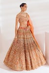 Buy_Ruchika Hurria_Orange Net Embroidered Sequin Leaf Zari Bridal Lehenga Set _Online_at_Aza_Fashions