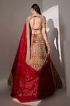 Shop_Ruchika Hurria_Red Net Embroidered Sequin Leaf Pearl Bridal Lehenga Blouse Set _at_Aza_Fashions