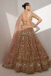 Shop_Ruchika Hurria_Pink Net Embroidered Sequin Plunge Neck Nakshi Bridal Lehenga Set _at_Aza_Fashions