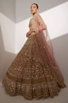 Buy_Ruchika Hurria_Pink Net Embroidered Sequin Plunge Neck Nakshi Bridal Lehenga Set _Online_at_Aza_Fashions