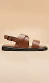 Dang Shoes_Brown Stitchline Thread Frog Round Toe Sandals _Online_at_Aza_Fashions