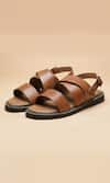 Buy_Dang Shoes_Brown Stitchline Thread Frog Round Toe Sandals _at_Aza_Fashions