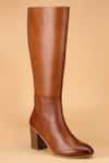 Shop_Dang Shoes_Brown Long Leather Boots _at_Aza_Fashions