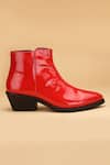 Dang Shoes_Red Stitchline Thread Joker Patent Leather Boots _Online_at_Aza_Fashions