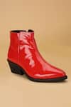 Shop_Dang Shoes_Red Stitchline Thread Joker Patent Leather Boots _at_Aza_Fashions