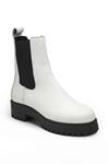 Shop Dang Shoes White Stitchline Thread Alexis Chelsea Boots at Aza Fashions Shop_Dang Shoes_White Stitchline Thread Alexis Chelsea Boots_at_Aza_Fashions