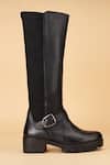 Dang Shoes_Black Stitchline Thread Long Boots _Online_at_Aza_Fashions