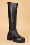 Shop_Dang Shoes_Black Stitchline Thread Long Boots _at_Aza_Fashions