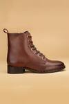 Dang Shoes_Brown Metallic Stud Embellished Boots _Online_at_Aza_Fashions