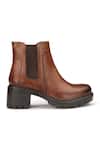 Dang Shoes_Brown Theresa Textured Placement Chelsea Boots_Online_at_Aza_Fashions
