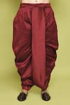 Shop_Aryavir Malhotra_Maroon Sherwani And Inner Kurta Gorgia Tuxido Satin Feather Pattern Dhoti Set 