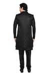 Shop Arihant Rai Sinha Black Gingham Embroidery Leaf Pattern Sherwani With Kurta Shop_Arihant Rai Sinha_Black Gingham Embroidery Leaf Pattern Sherwani With Kurta