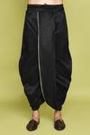 Arihant Rai Sinha_Black Georgette, Silk Embroidery Leaf Pattern Sherwani Dhoti Set _Online_at_Aza_Fashions