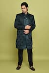 Buy Arihant Rai Sinha Green Georgette, Denim Feathers Pattern Sherwani Churidar Set at Aza Fashions Buy_Arihant Rai Sinha_Green Georgette, Denim Feathers Pattern Sherwani Churidar Set_at_Aza_Fashions