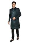 Buy Arihant Rai Sinha Green Georgette, Denim Feathers Pattern Sherwani Churidar Set Buy_Arihant Rai Sinha_Green Georgette, Denim Feathers Pattern Sherwani Churidar Set