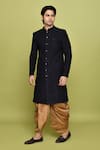 Buy_Aryavir Malhotra_Blue Sherwani Velvet Work Detailed With Dhoti _at_Aza_Fashions