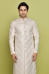 Buy_Aryavir Malhotra_Cream Sherwani Brocade Embroidered Floral Thread With Dhoti _Online_at_Aza_Fashions