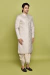 Buy_Aryavir Malhotra_Cream Sherwani Brocade Embroidered Floral Thread With Dhoti 