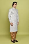 Buy_Aryavir Malhotra_Grey Sherwani Brocade Embroidered Floral Thread With Dhoti 