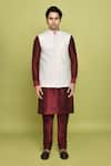 Buy_Aryavir Malhotra_Cream Nehru Jacket Gorgette Embroidered Sequin With Kurta _at_Aza_Fashions