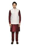 Buy_Aryavir Malhotra_Cream Nehru Jacket Gorgette Embroidered Sequin With Kurta 