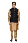 Shop_Arihant Rai Sinha_Black Velvet, Silk Embroidery Abstract Pattern Bundi Kurta Set 