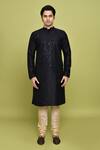 Buy_Arihant Rai Sinha_Blue Silk Sequins, Embroidery Stripe Kurta _at_Aza_Fashions