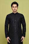 Shop_Arihant Rai Sinha_Blue Silk Sequins, Embroidery Stripe Kurta _Online_at_Aza_Fashions