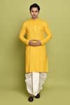 Buy_Aryavir Malhotra_Yellow Dhoti Pant Dupion Art Silk Embellished Chevron Embroidered Kurta With _at_Aza_Fashions