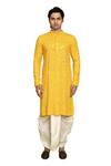 Buy_Aryavir Malhotra_Yellow Dhoti Pant Dupion Art Silk Embellished Chevron Embroidered Kurta With 