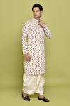 Buy_Aryavir Malhotra_White Dhoti Pant Dupion Art Silk Embroidered Floral Jaal Pattern Kurta With _at_Aza_Fashions