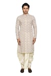 Buy_Aryavir Malhotra_White Dhoti Pant Dupion Art Silk Embroidered Floral Jaal Pattern Kurta With 