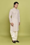 Shop_Aryavir Malhotra_White Dhoti Pant Dupion Art Silk Embroidered Floral Jaal Pattern Kurta With 