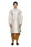 Arihant Rai Sinha White Silk Sequins, Embroidery Thread Kurta With Dhoti Pant at Aza Fashions Arihant Rai Sinha_White Silk Sequins, Embroidery Thread Kurta With Dhoti Pant _at_Aza_Fashions