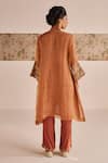 Shop_Esha Arora_Orange Organza Tissue Embroidered Zardozi Notched Sleeves Kurta Pant Set_at_Aza_Fashions
