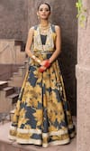 Buy_Seeaash_Multi Color Organza Printed Floral Gilet Flat Amara Lehenga Set _at_Aza_Fashions