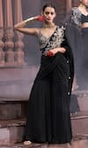 Buy_Seeaash_Black Crepe Embellished Firdaus Floral Pre-draped Sharara Saree With Blouse _at_Aza_Fashions