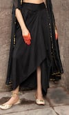 Seeaash_Black Organza Embellished Floral Cape Zohra Sequin Dhoti Skirt Set _Online_at_Aza_Fashions
