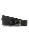 Buy_Vantier_Black Solid Shiny Buckled No Hole Belt_at_Aza_Fashions