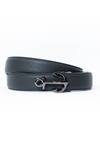 Buy_Vantier_Black Grain Textured Leather Arrow Buckled Belt_at_Aza_Fashions
