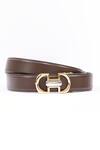 Buy_Vantier_Brown Solid Horsebit Buckled Leather Belt_at_Aza_Fashions