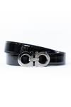 Buy_Vantier_Black Solid Glossy Patent Leather Infinity Buckled Belt_at_Aza_Fashions