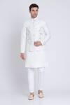 Buy_Arun verma_Ivory Linen Embroidery Mosaic Kurta With Pant _at_Aza_Fashions