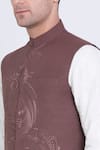 Buy_Arun verma_Brown Linen Embroidery Celeste Bloom Resham Bundi 