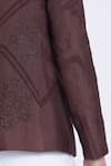 Buy_Arun verma_Brown Silk Embroidered Geometric Front Zipper Jacket _Online_at_Aza_Fashions