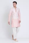 Buy_Arun verma_Pink Linen Embroidered Geometric Resham Kurta With Draped Pant _at_Aza_Fashions