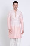 Shop_Arun verma_Pink Linen Embroidered Geometric Resham Kurta With Draped Pant _Online_at_Aza_Fashions