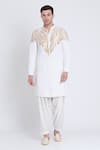 Buy_Arun verma_Ivory Linen Embroidered Applique Kurta With Dhoti Pant _at_Aza_Fashions